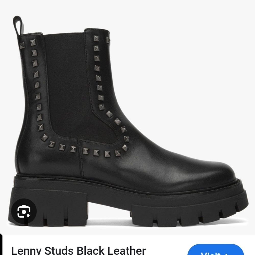 Ash black Leather Studded Boots